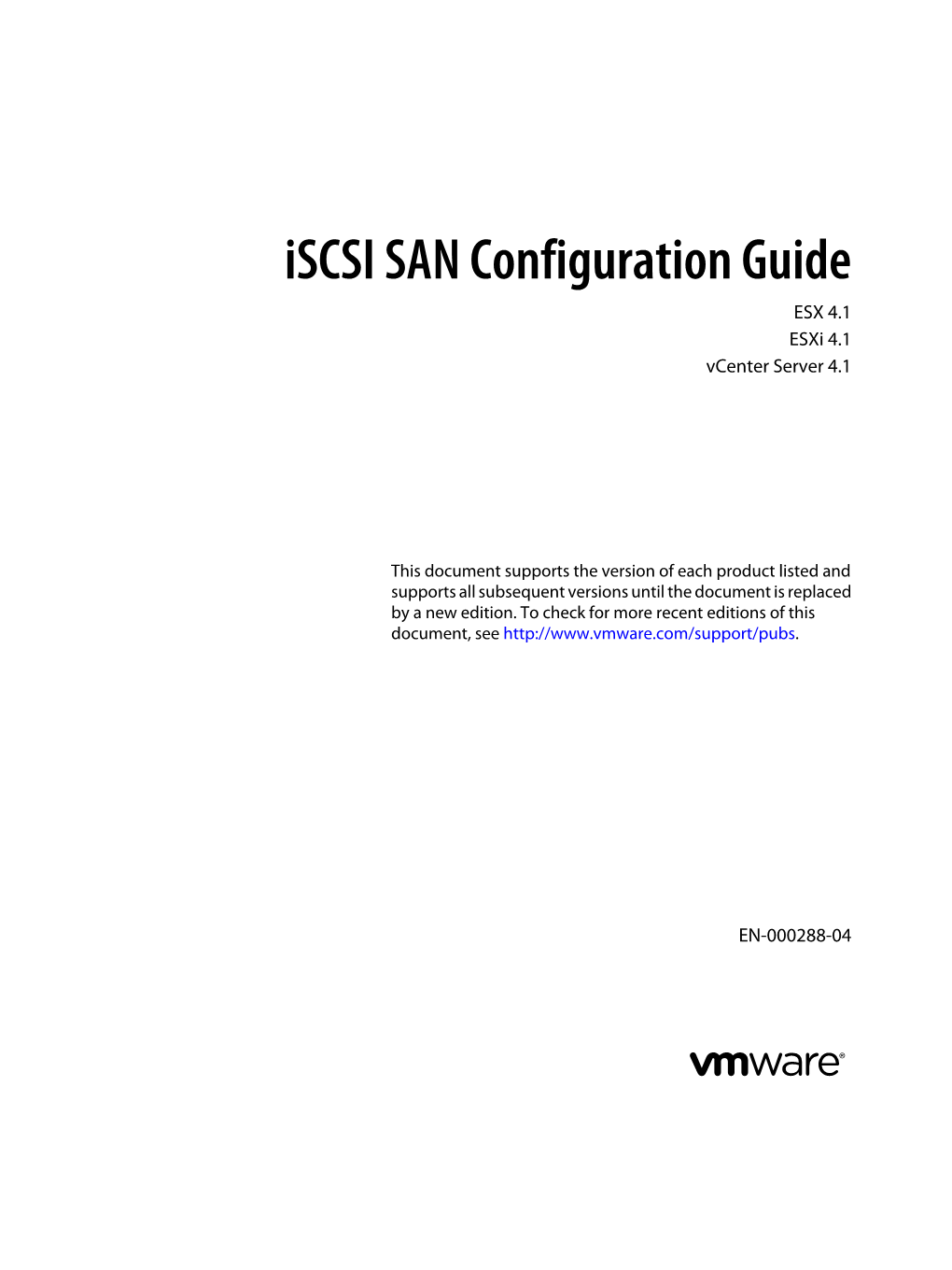 Iscsi SAN Configuration Guide for ESX/Esxi