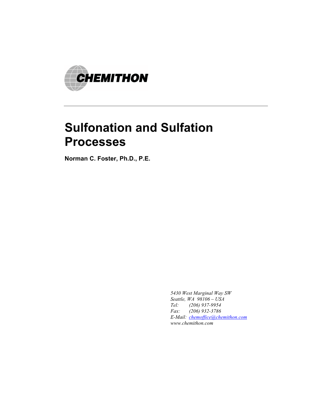 Sulfonation and Sulfation Processes