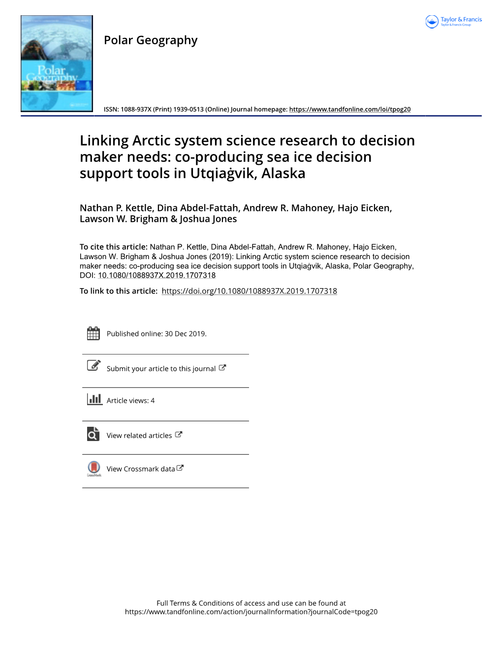 Co-Producing Sea Ice Decision Support Tools in Utqiaġvik, Alaska