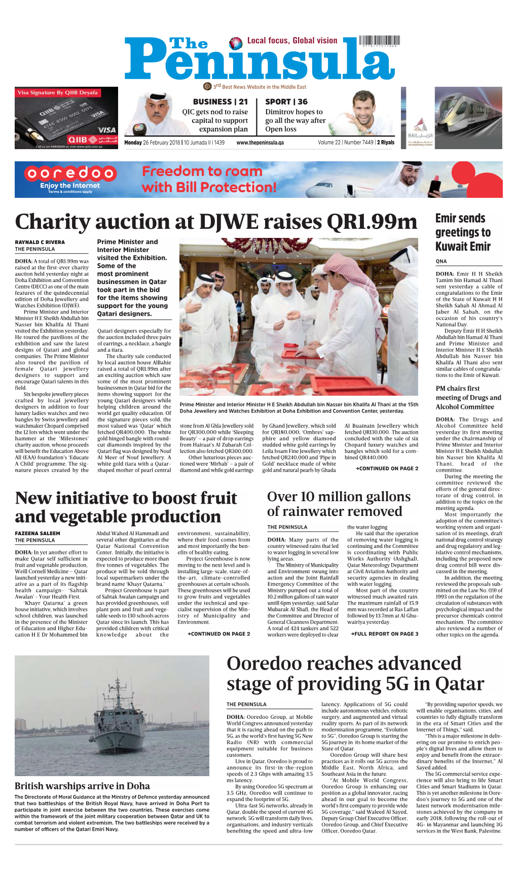 Charity Auction at DJWE Raises QR1.99M Greetings to RAYNALD C RIVERA Prime Minister and the PENINSULA Interior Minister Kuwait Emir Visited the Exhibition