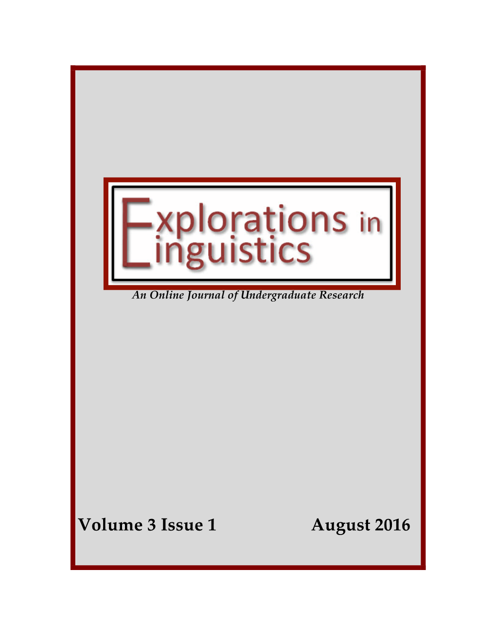 Volume 3 Issue 1 August 2016