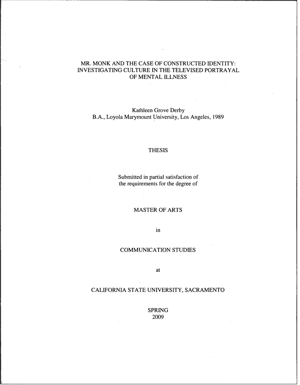 Mr. Monk and the Case of Constructed Identity: Investigating Culture in the Televised Portrayal of Mental Illness