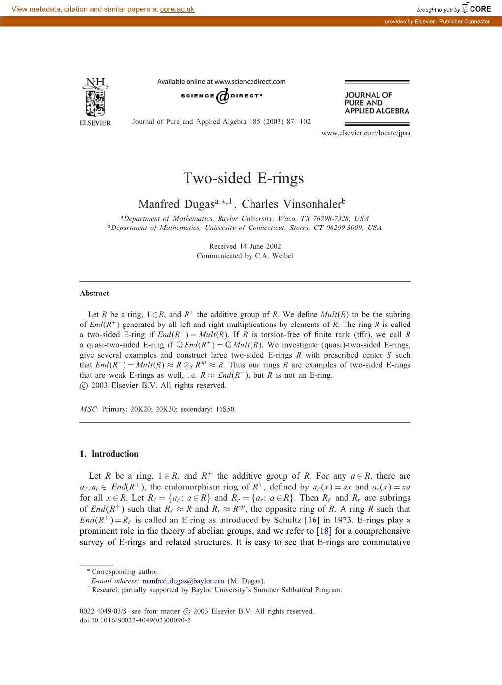 Two-Sided E-Rings