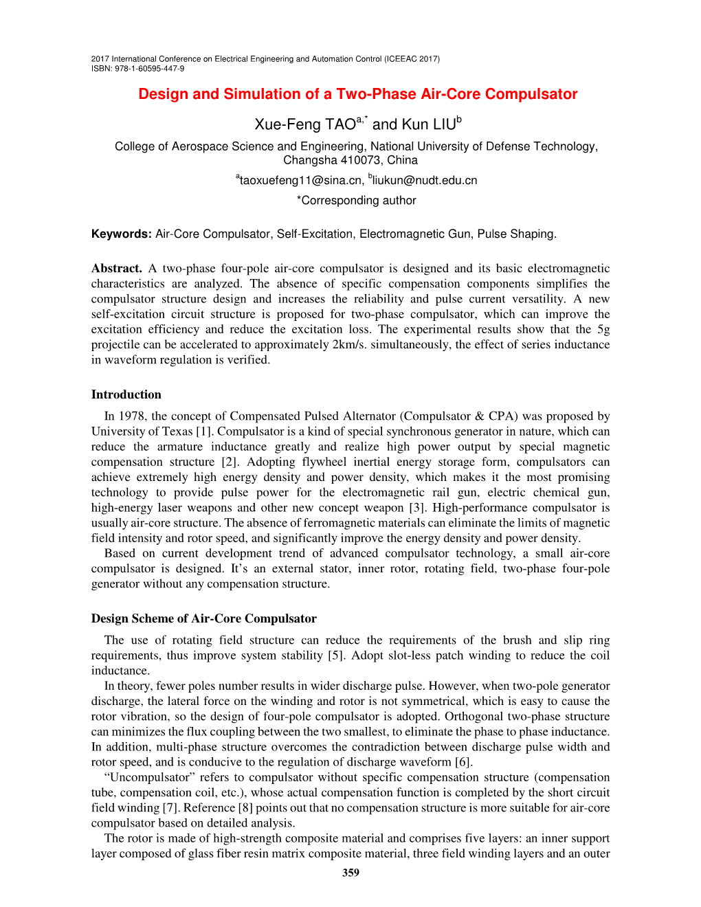 Design and Simulation of a Two-Phase Air-Core Compulsator