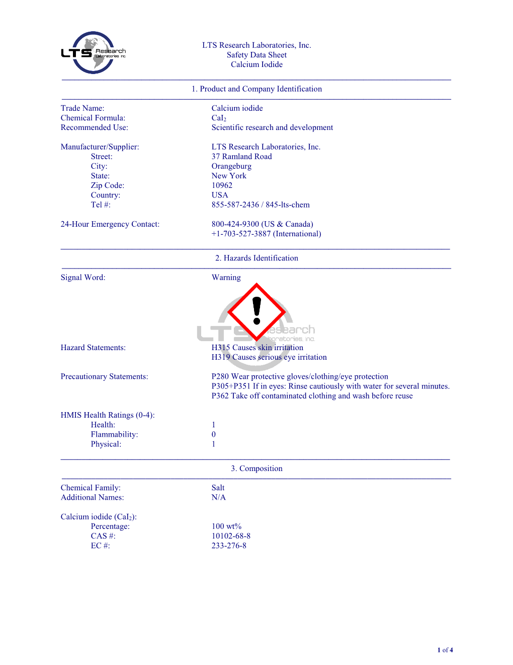 Material Safety Data Sheet