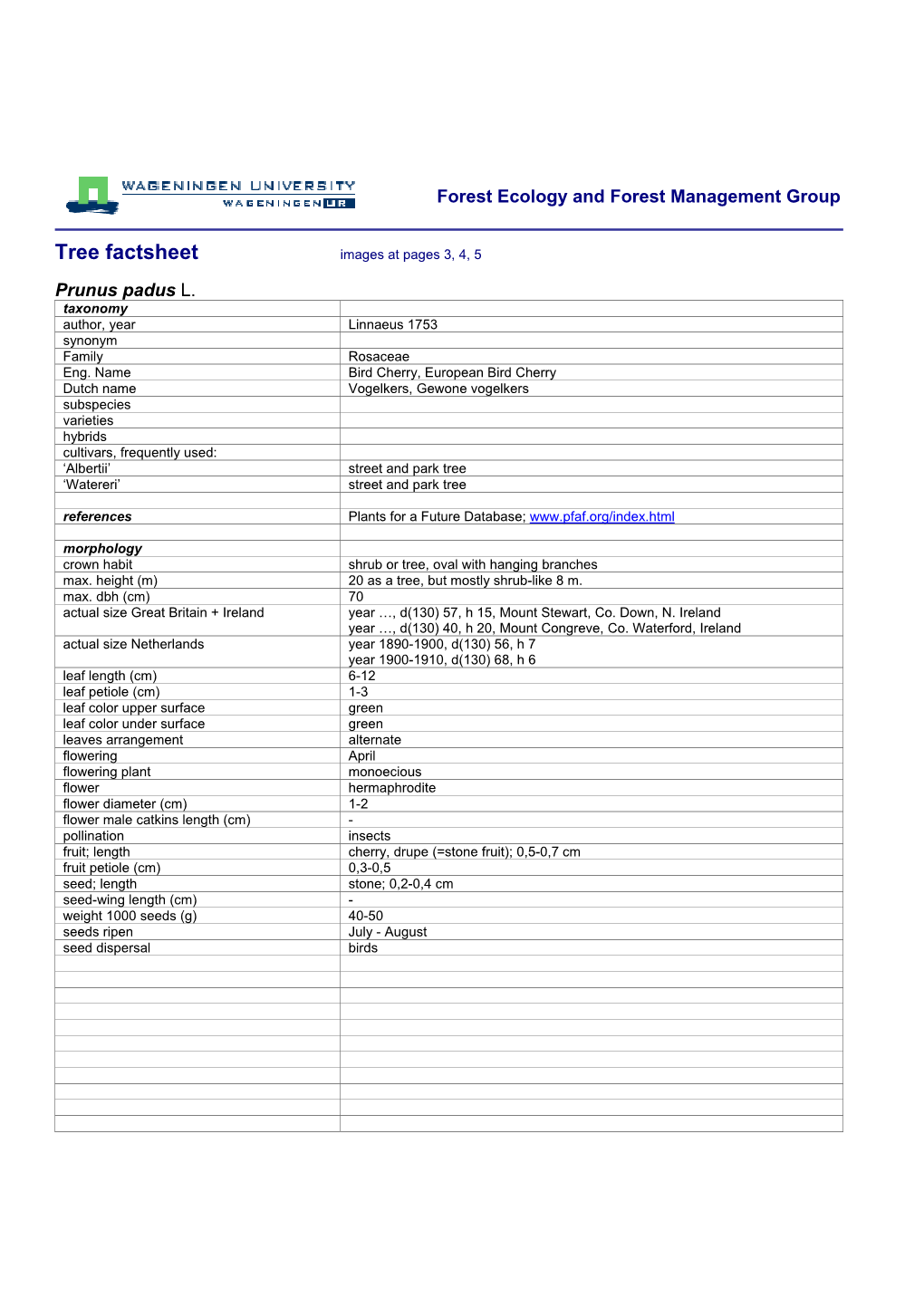 Tree Factsheet Images at Pages 3, 4, 5