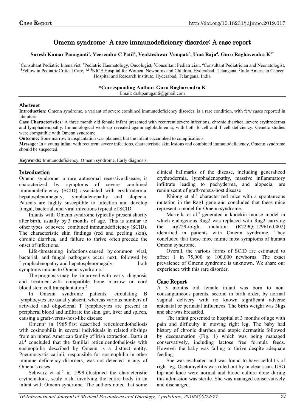 Omenn Syndrome- a Rare Immunodeficiency Disorder: a Case Report