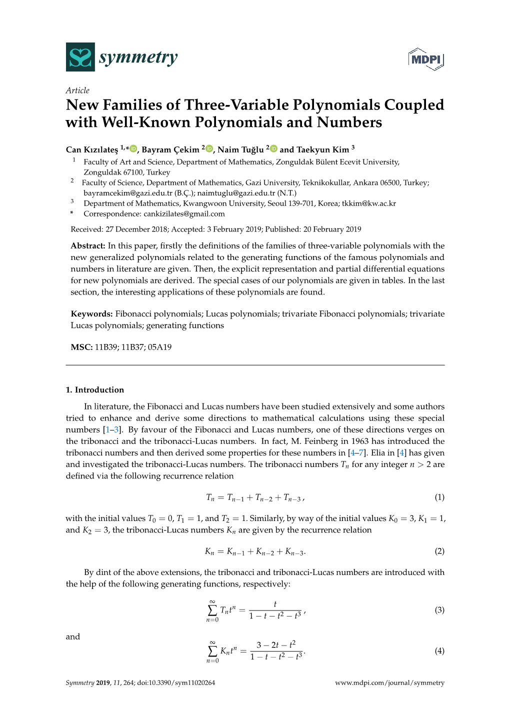 New Families of Three-Variable Polynomials Coupled with Well-Known Polynomials and Numbers