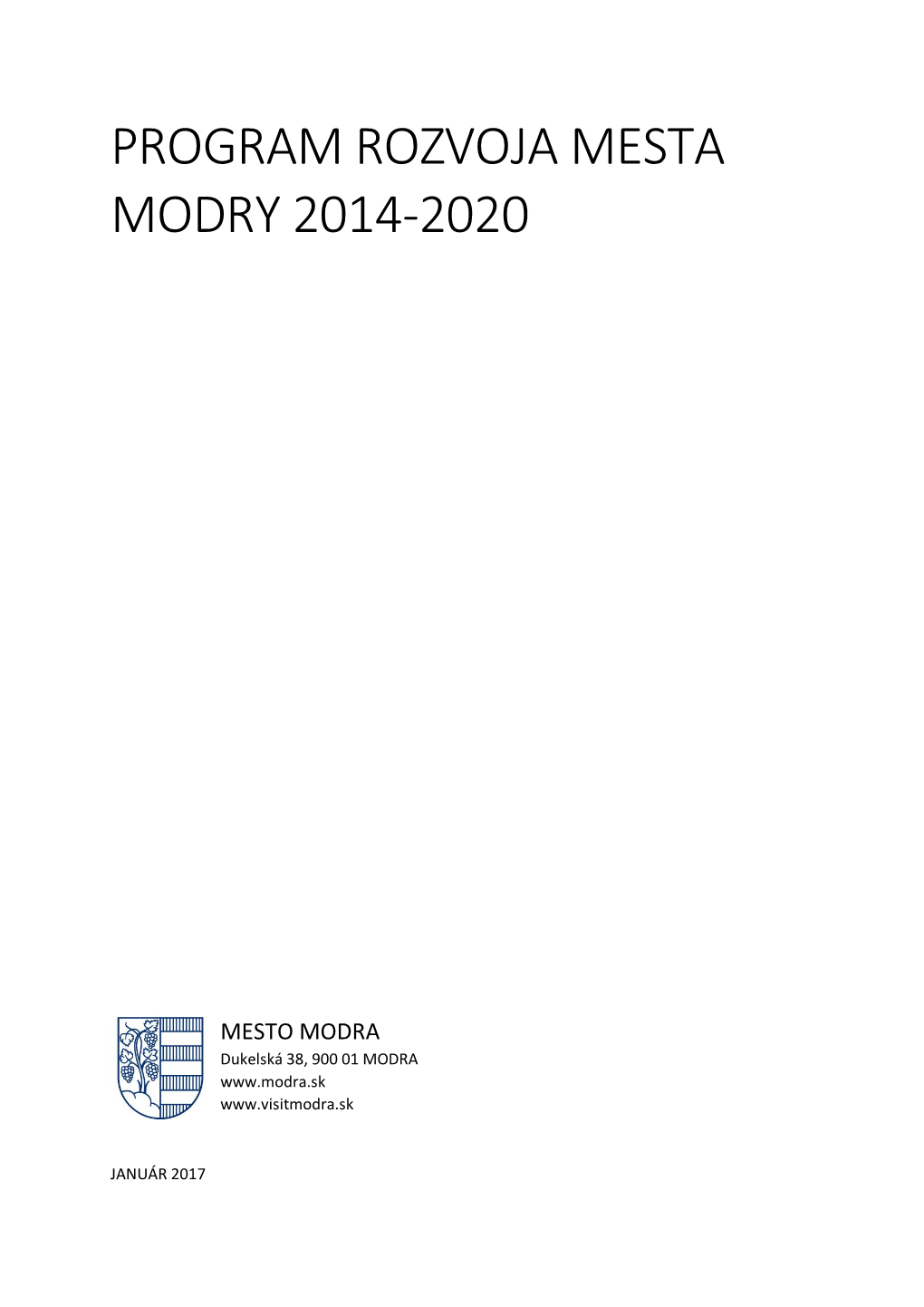 Program Rozvoja Mesta Modry 2014-2020