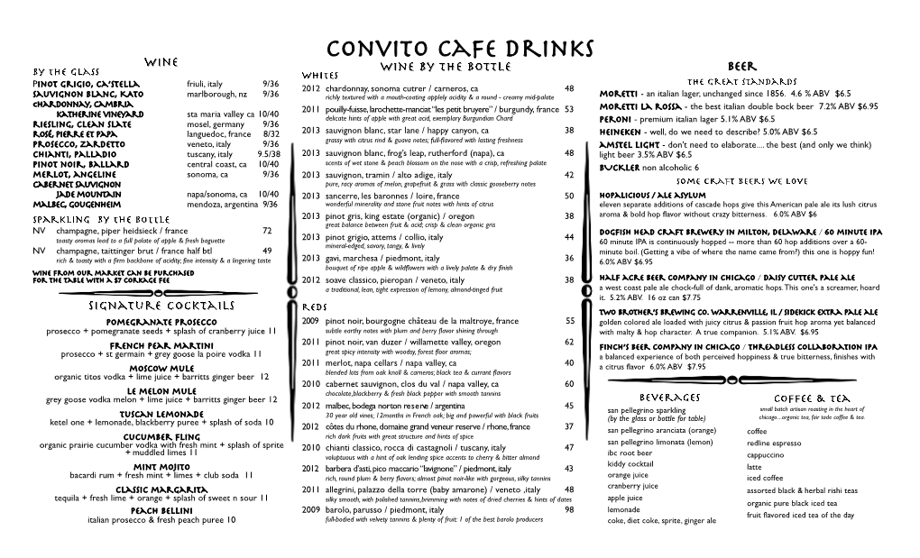 Convito Cafe Drinks