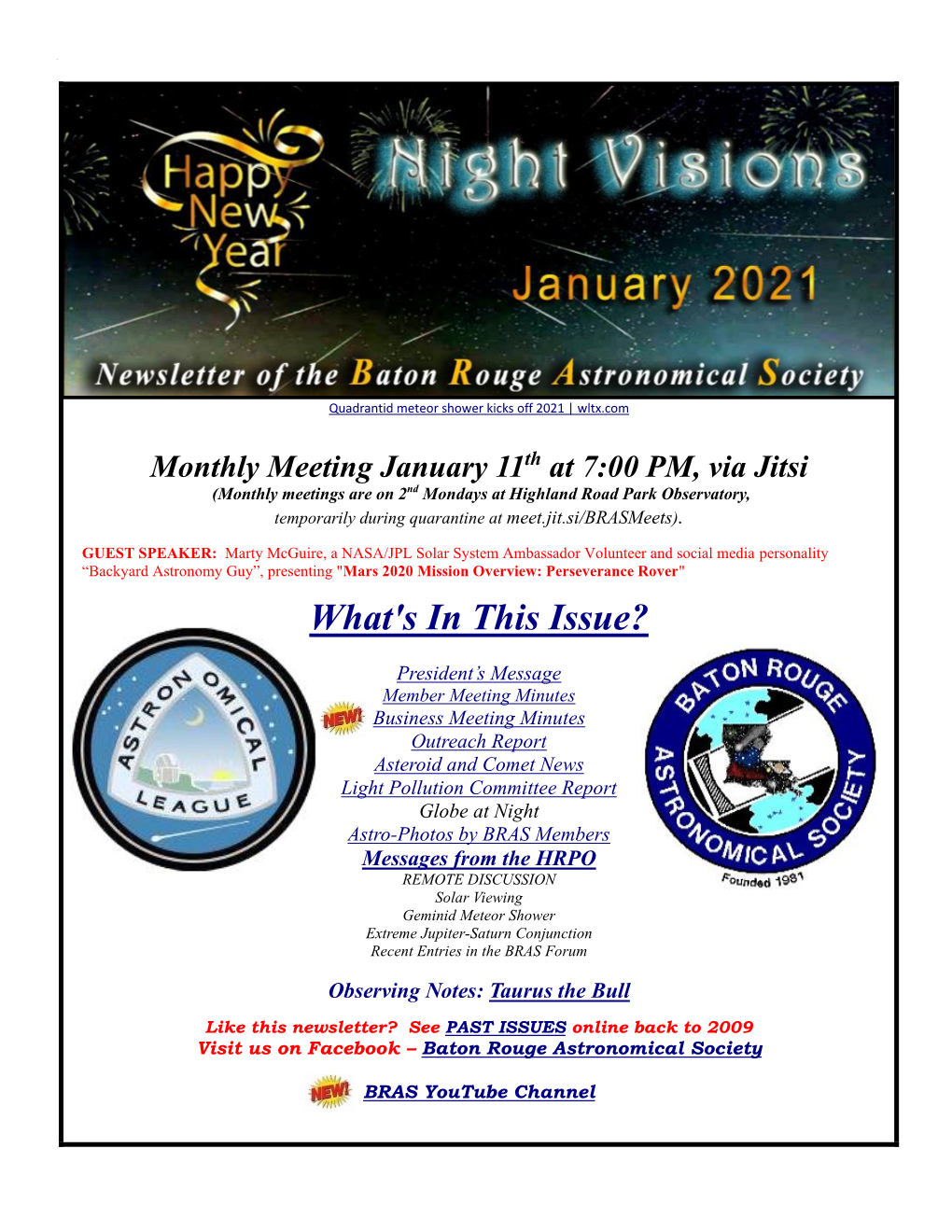 January 2021 BRAS Newsletter