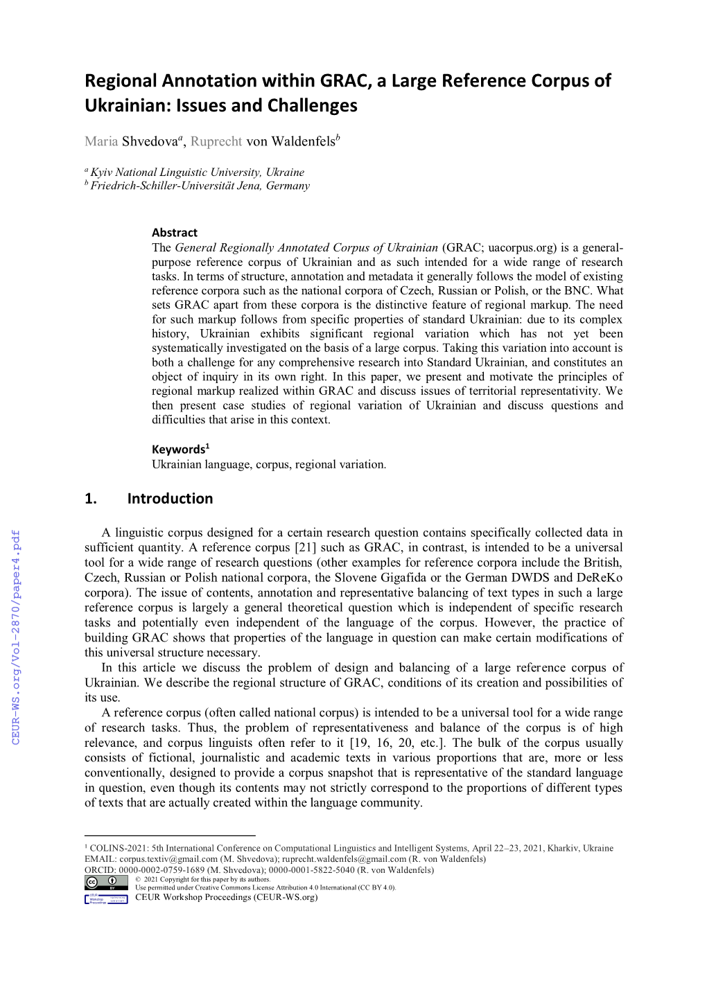 Regional Annotation Within GRAC, a Large Reference Corpus of Ukrainian: Issues and Challenges