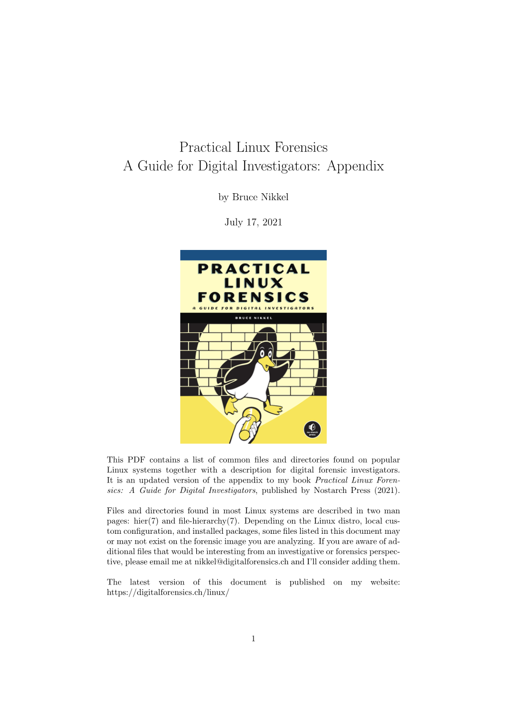 Practical Linux Forensics a Guide for Digital Investigators: Appendix