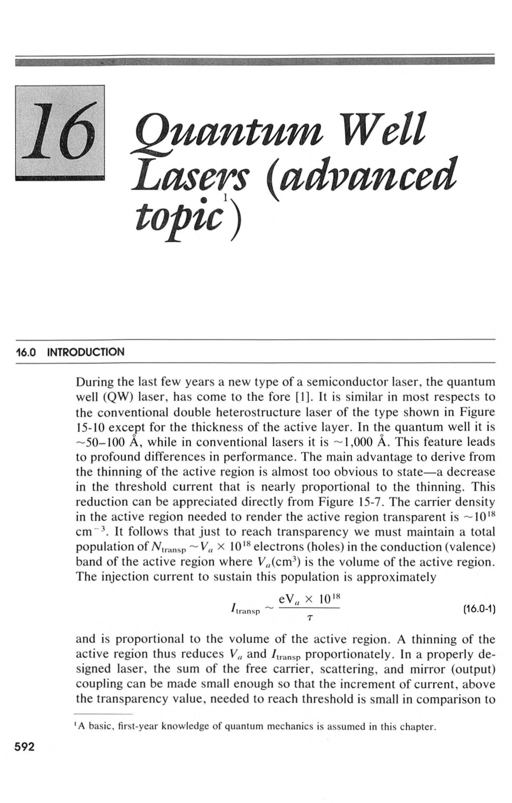 Lasers INTRODUCTION 592 Type of a Semiconductor Well It Is to Profound