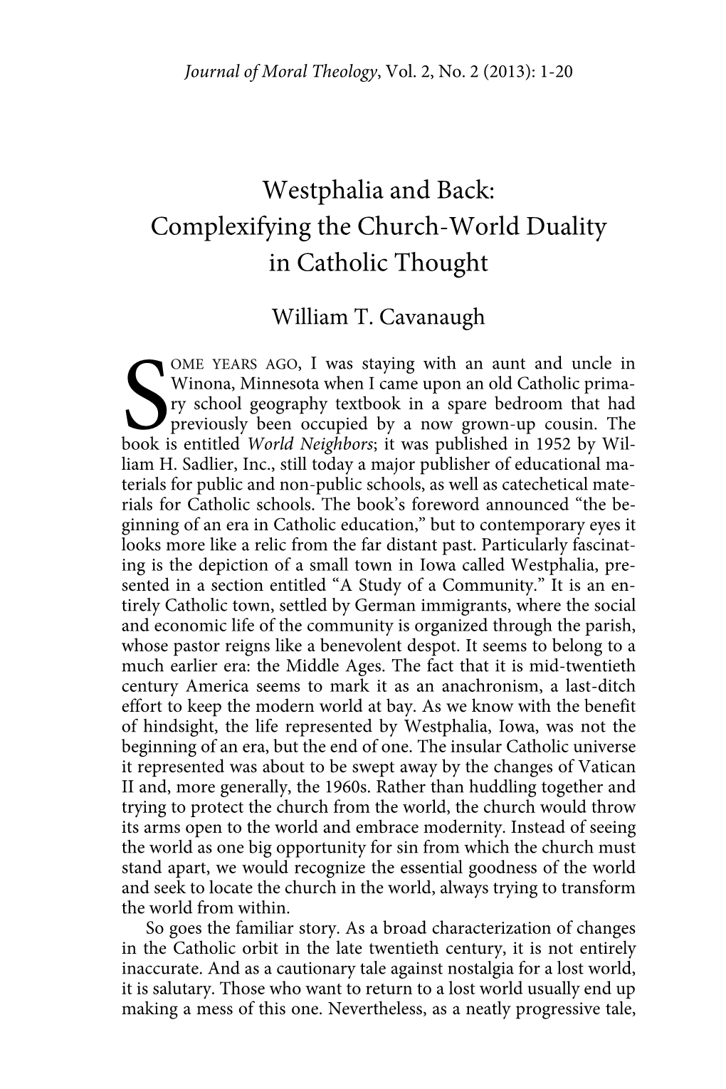 Complexifying the Church-World Duality in Catholic Thought