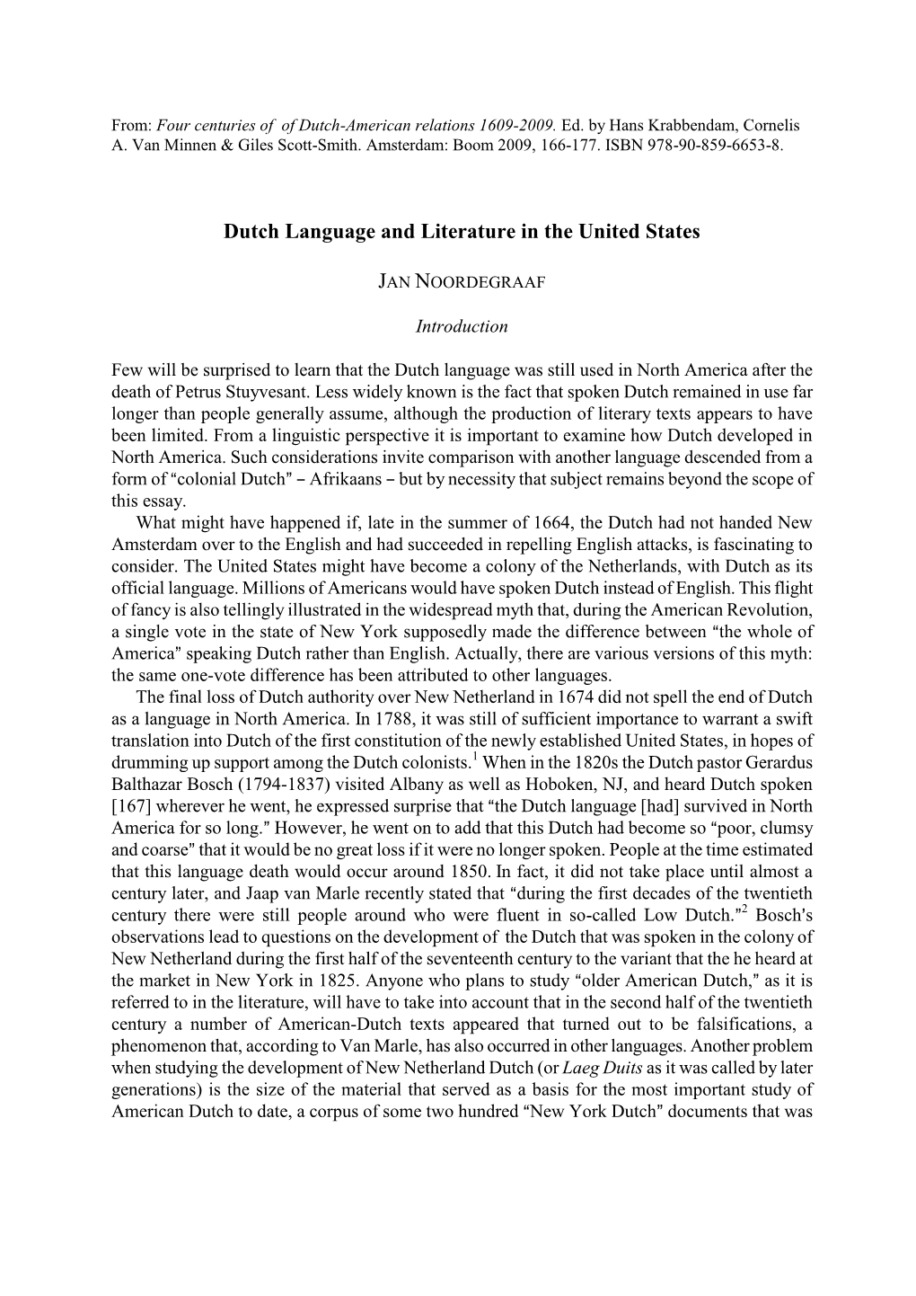 Dutch Language and Literature in the United States