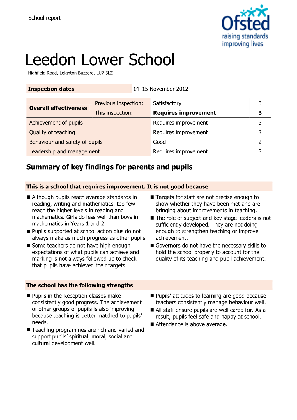 Leedon Lower School Highfield Road, Leighton Buzzard, LU7 3LZ