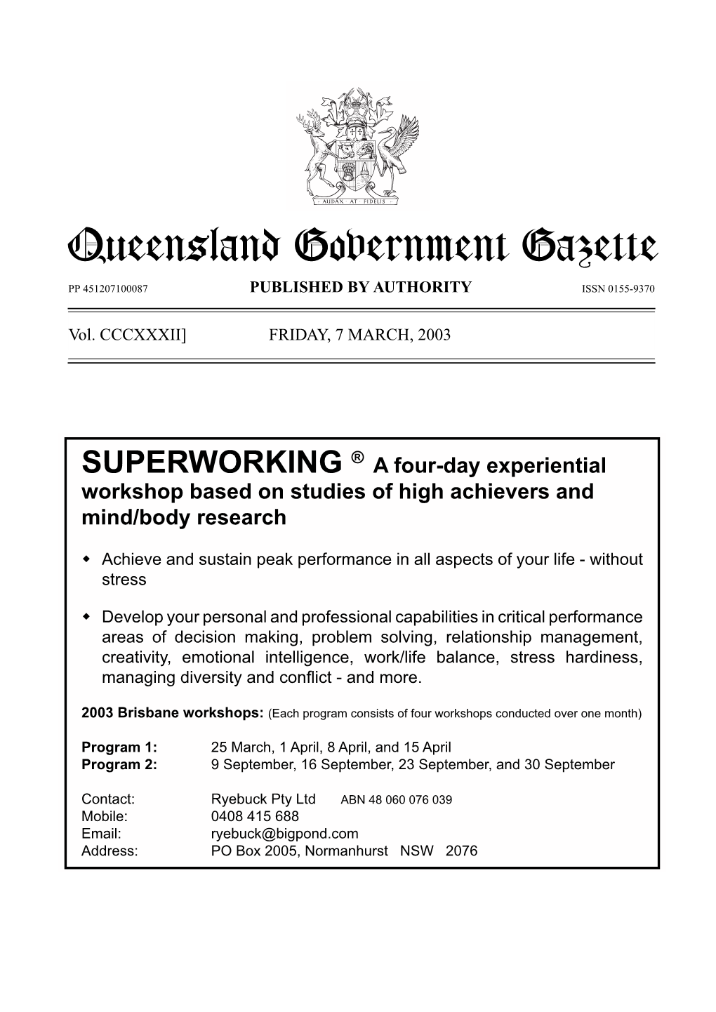 Queensland Government Gazette