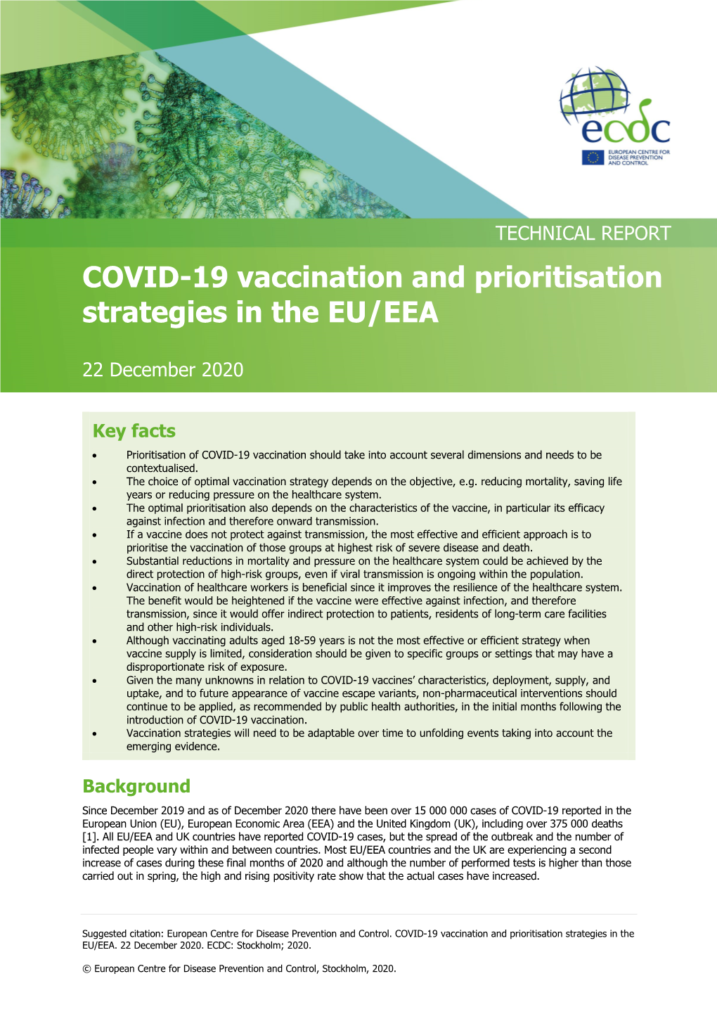 COVID-19 Vaccination and Prioritisation Strategies in the EU/EEA