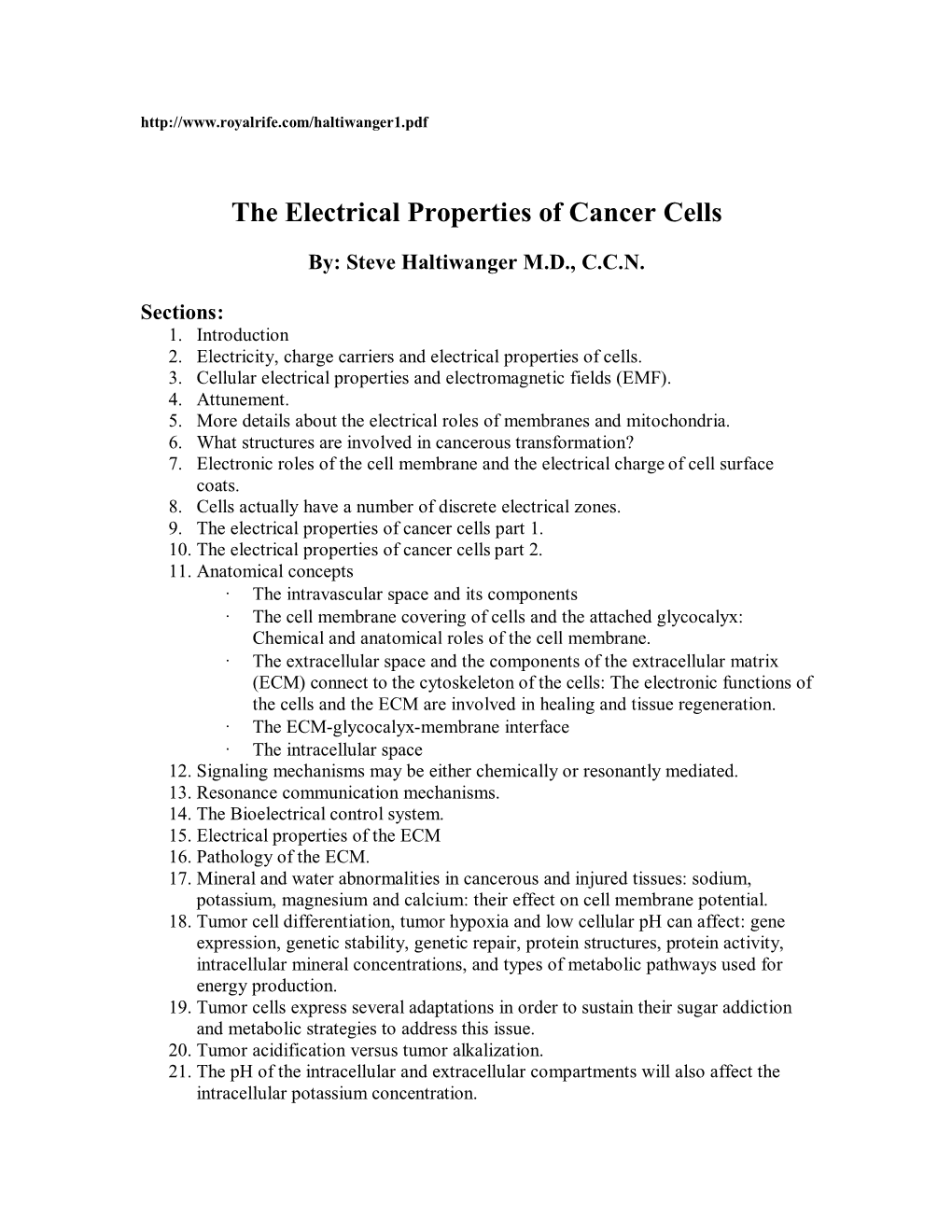 The Electrical Properties of Cancer Cells