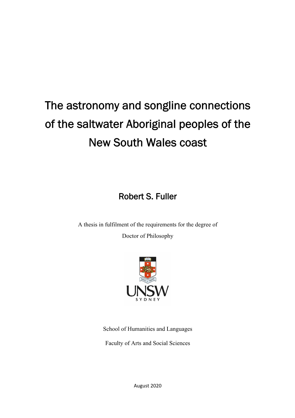 The Astronomy and Songline Connections of the Saltwater Aboriginal Peoples of the New South Wales Coast