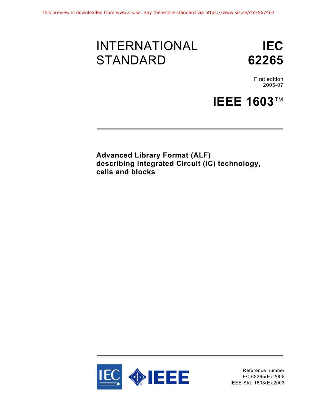 International Standard Iec 62265 Ieee 1603