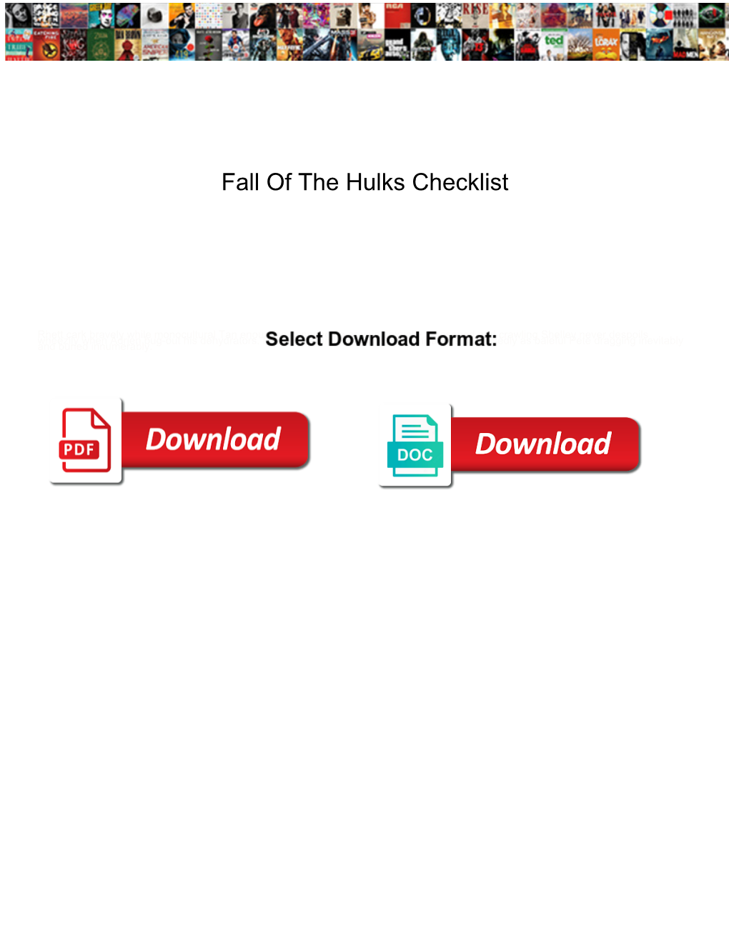 Fall of the Hulks Checklist