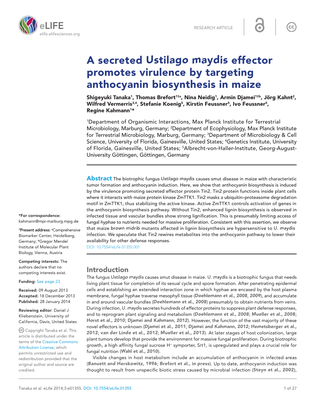 A Secreted Ustilago Maydis Effector Promotes Virulence by Targeting