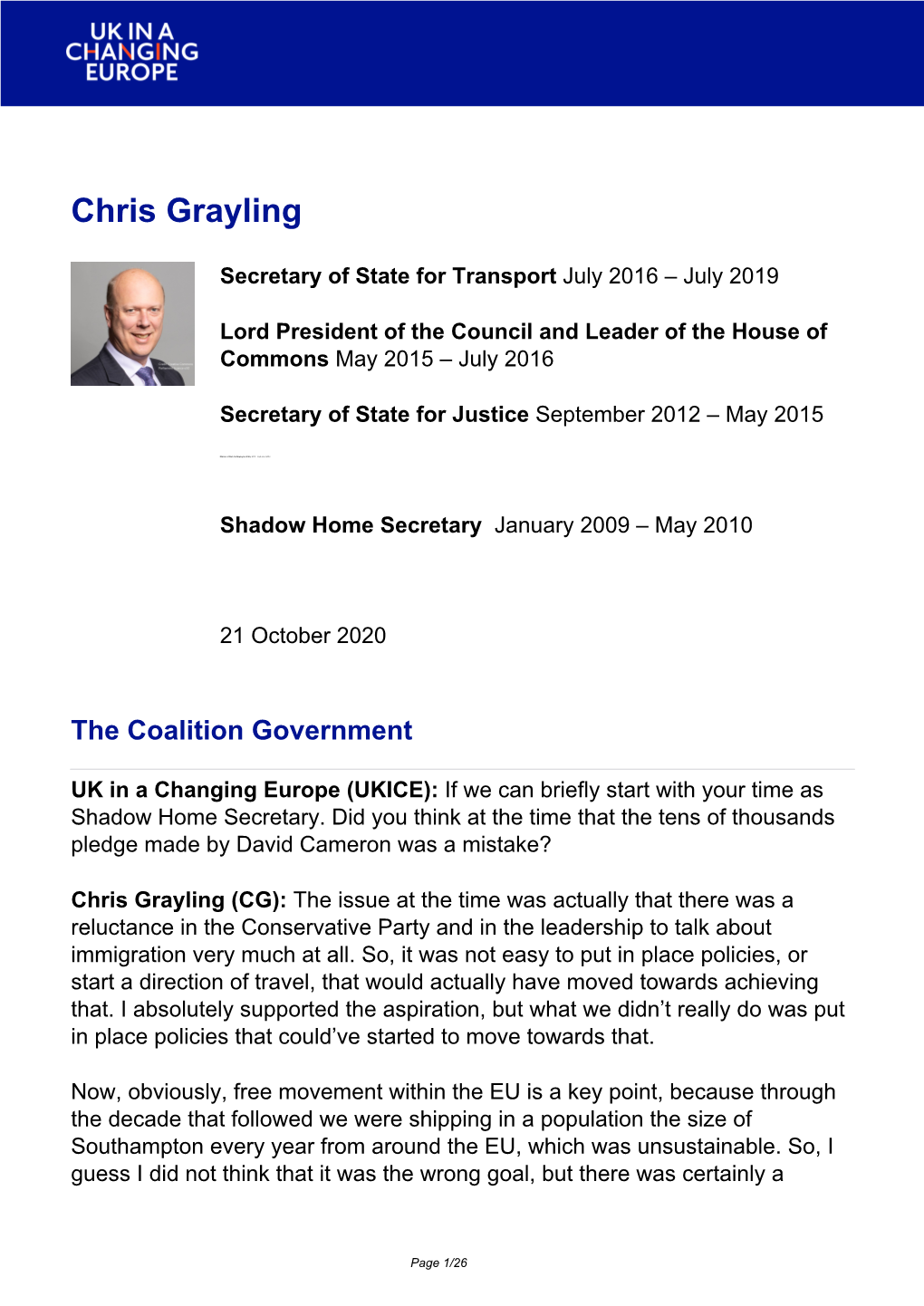 Brexit Interview: Chris Grayling