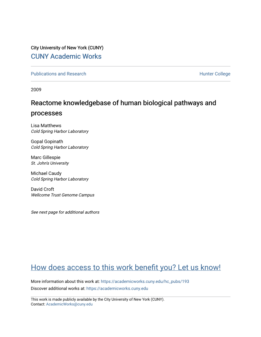 Reactome Knowledgebase of Human Biological Pathways and Processes