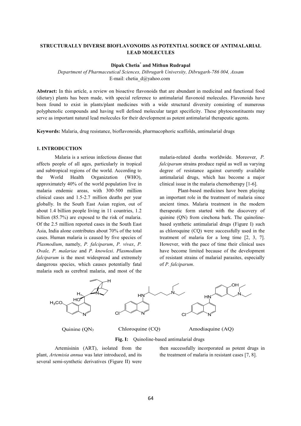 Structurally Diverse Bioflavonoids As Potential Source of Antimalarial Lead Molecules