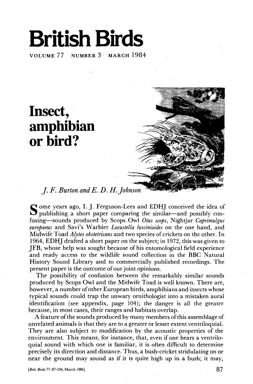 British Birds VOLUME 77 NUMBER 3 MARCH 1984