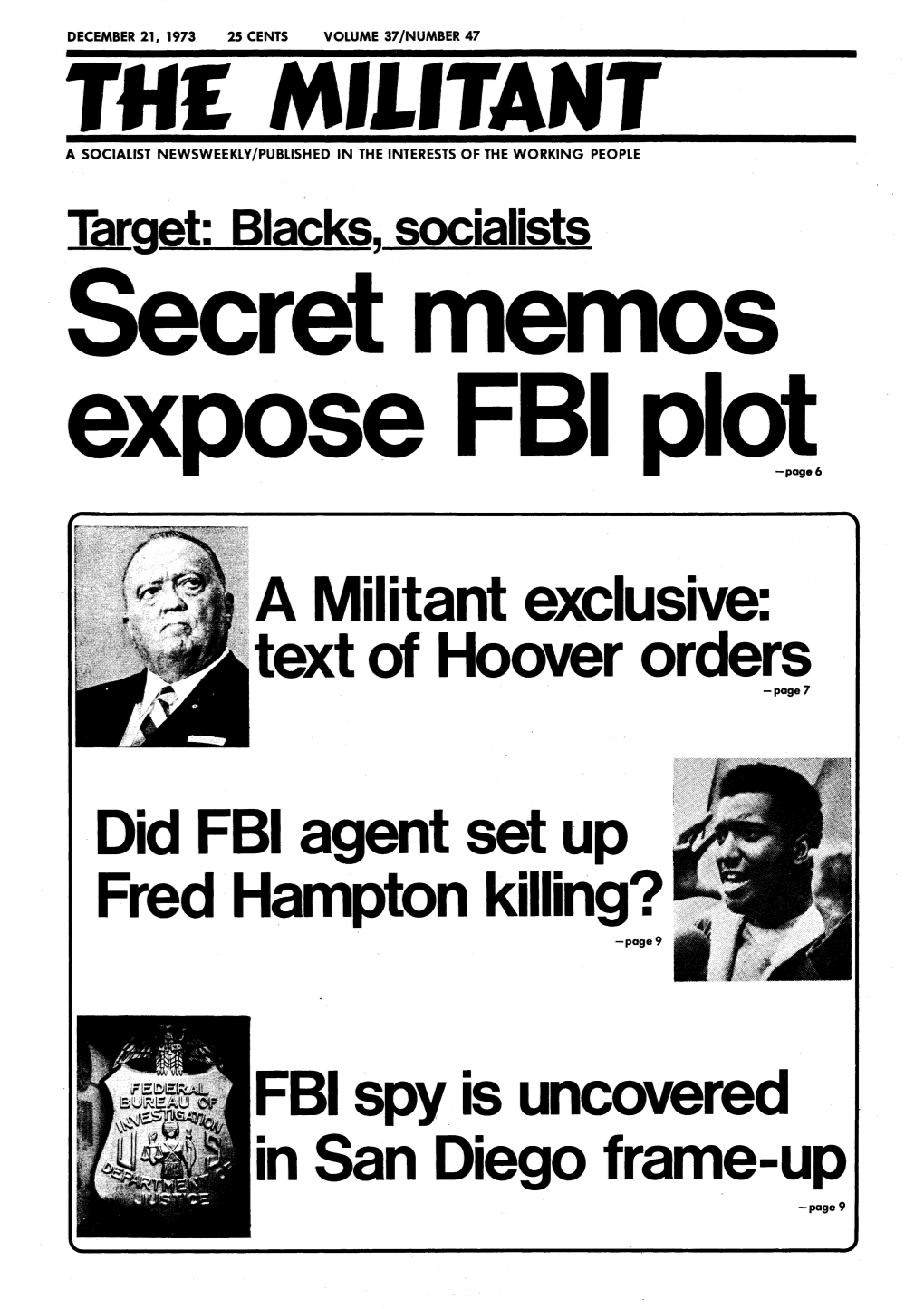 Text of Hoover Orders Did FBI Agent Set up Fred