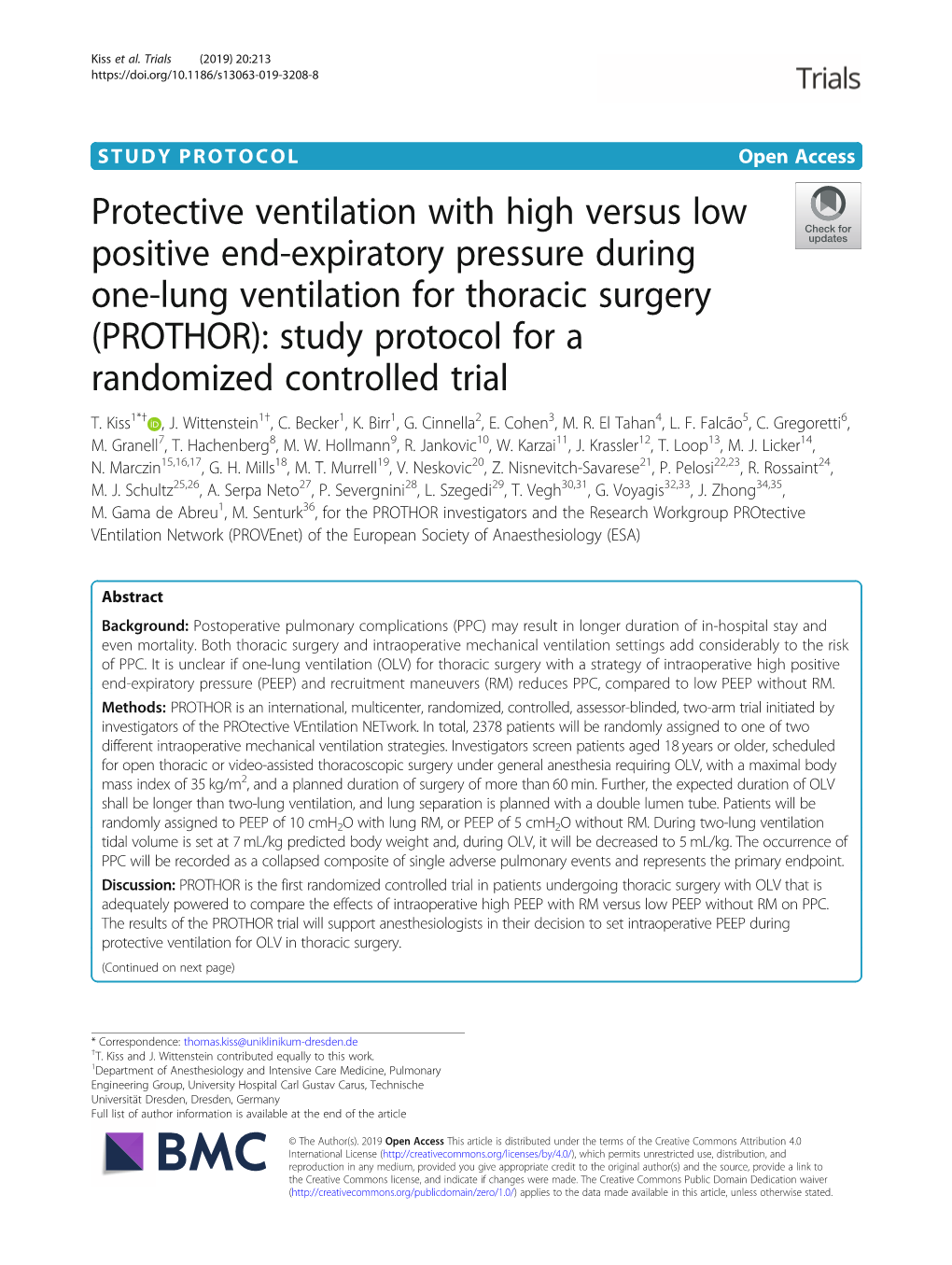 Protective Ventilation with High Versus