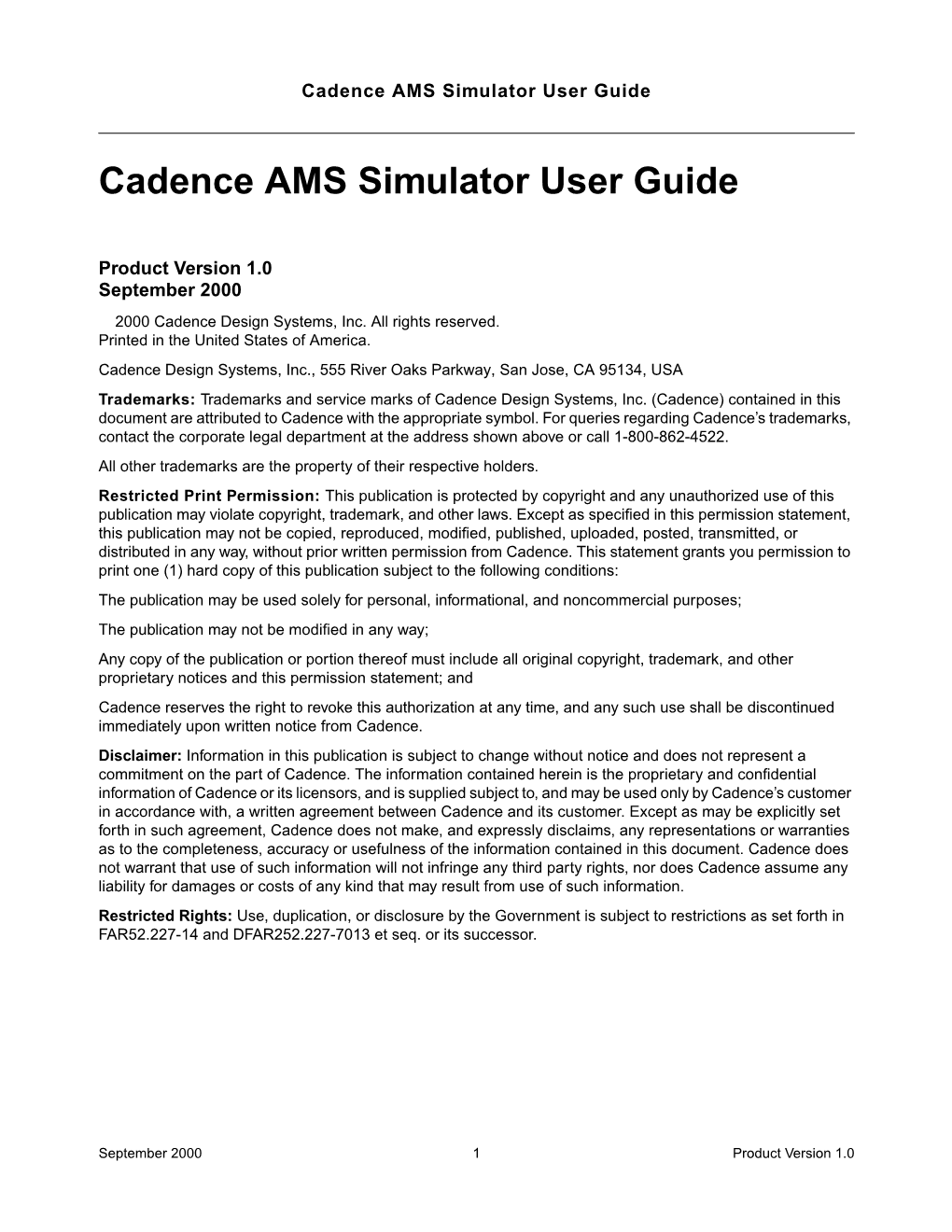 Cadence AMS Simulator User Guide