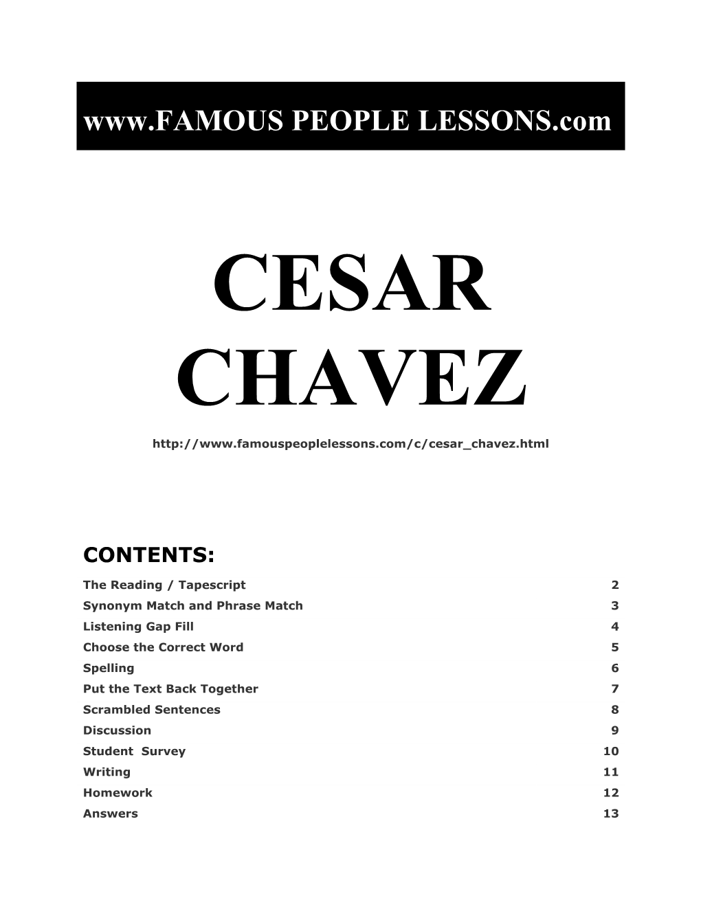 Famous People Lessons - Cesar Chavez