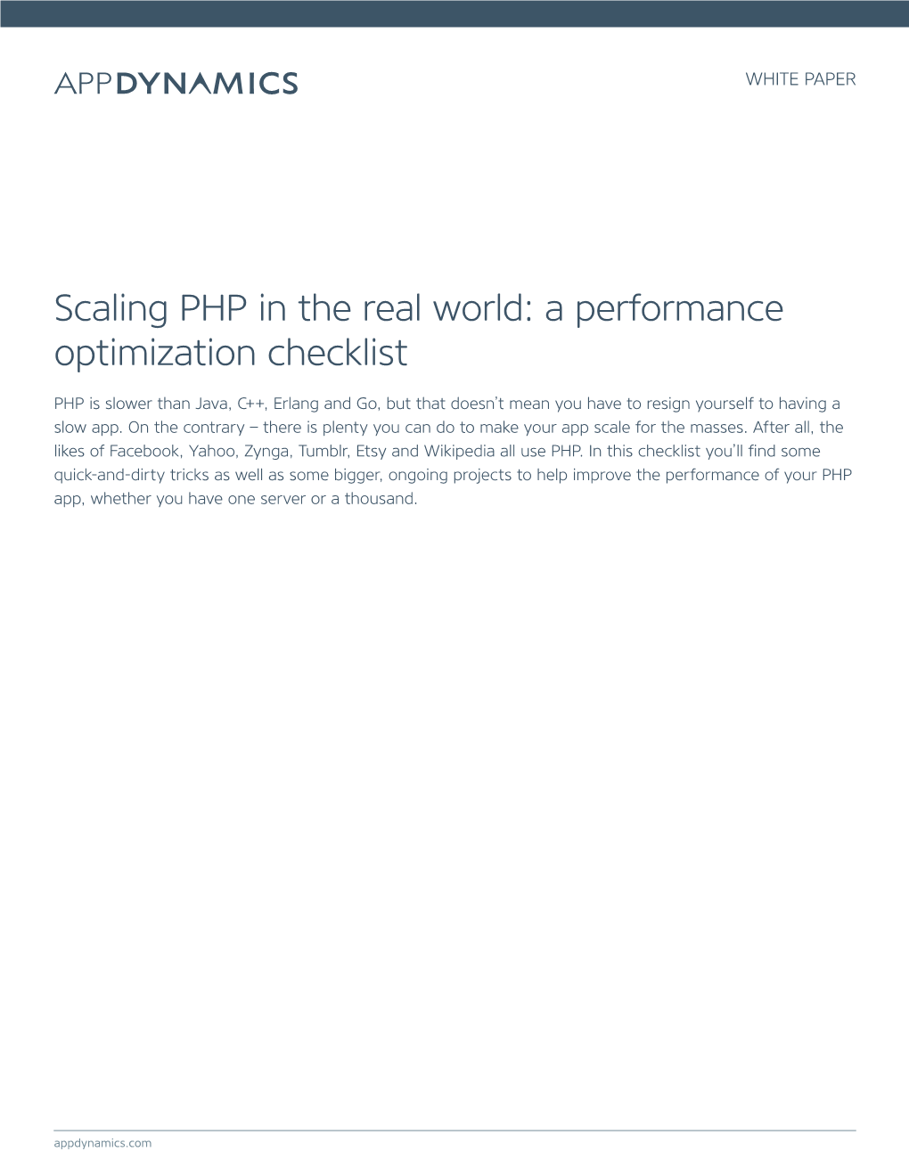 Scaling PHP in the Real World: a Performance Optimization Checklist