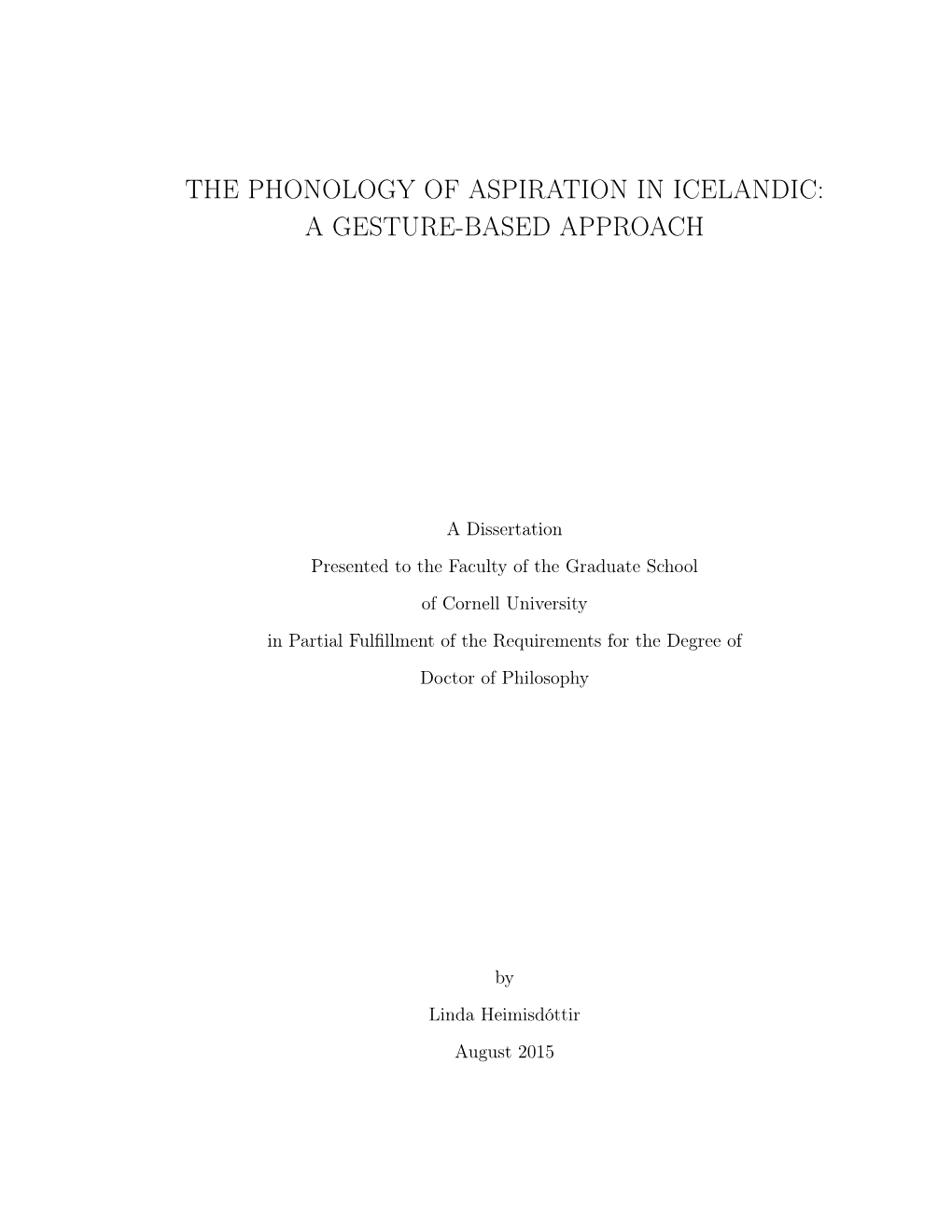 The Phonology of Aspiration in Icelandic: a Gesture-Based Approach