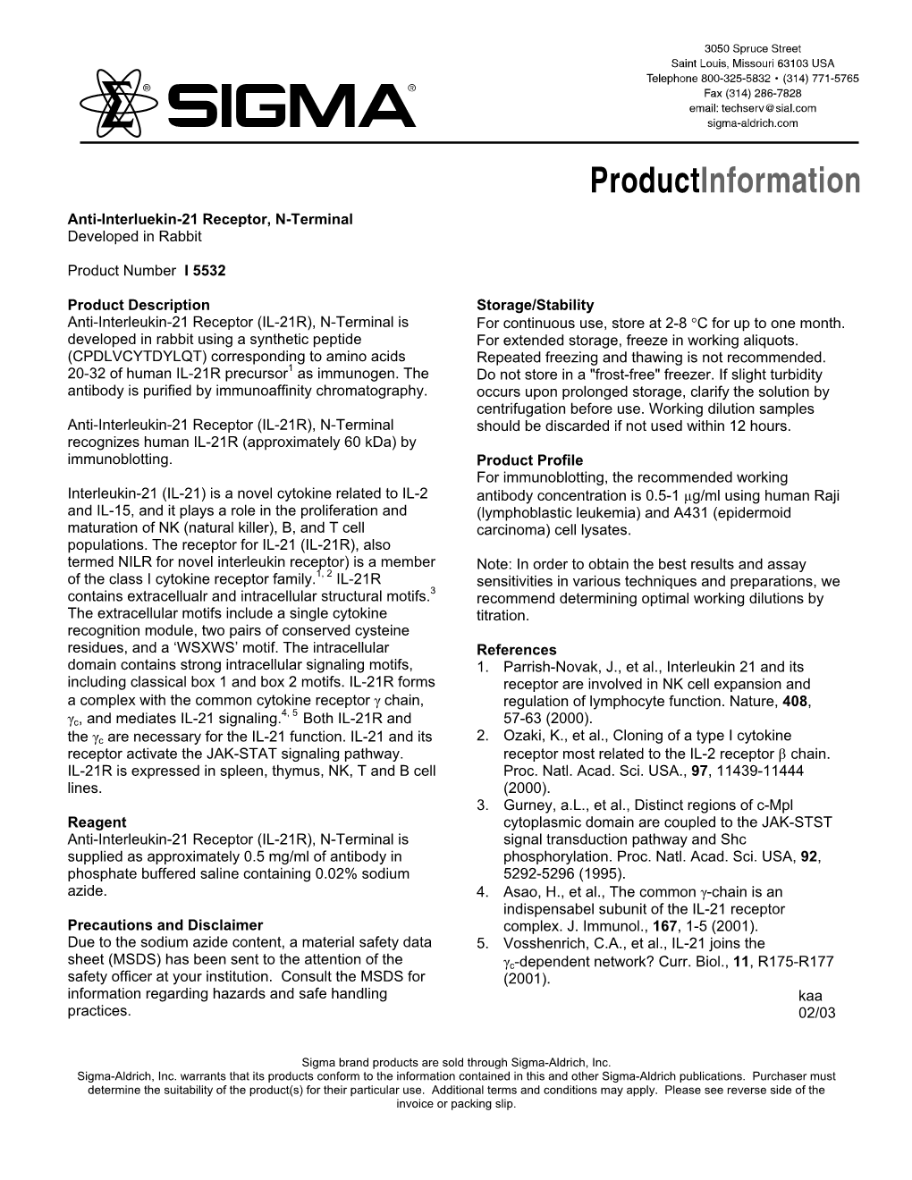 Anti-Interleukin-21 Receptor, N-Terminal Antibody Produced In