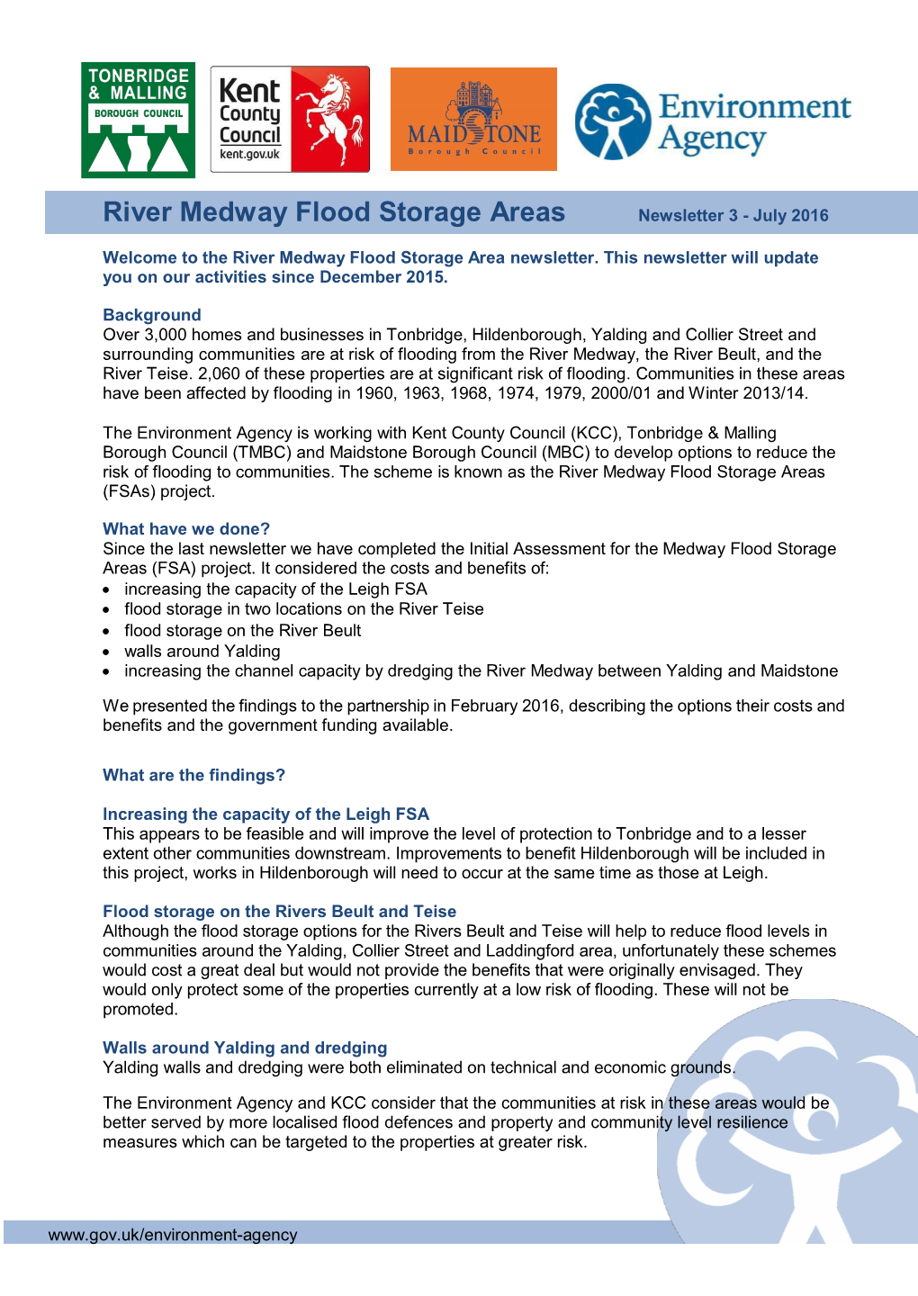 River Medway Flood Storage Areas Newsletter 3 - July 2016