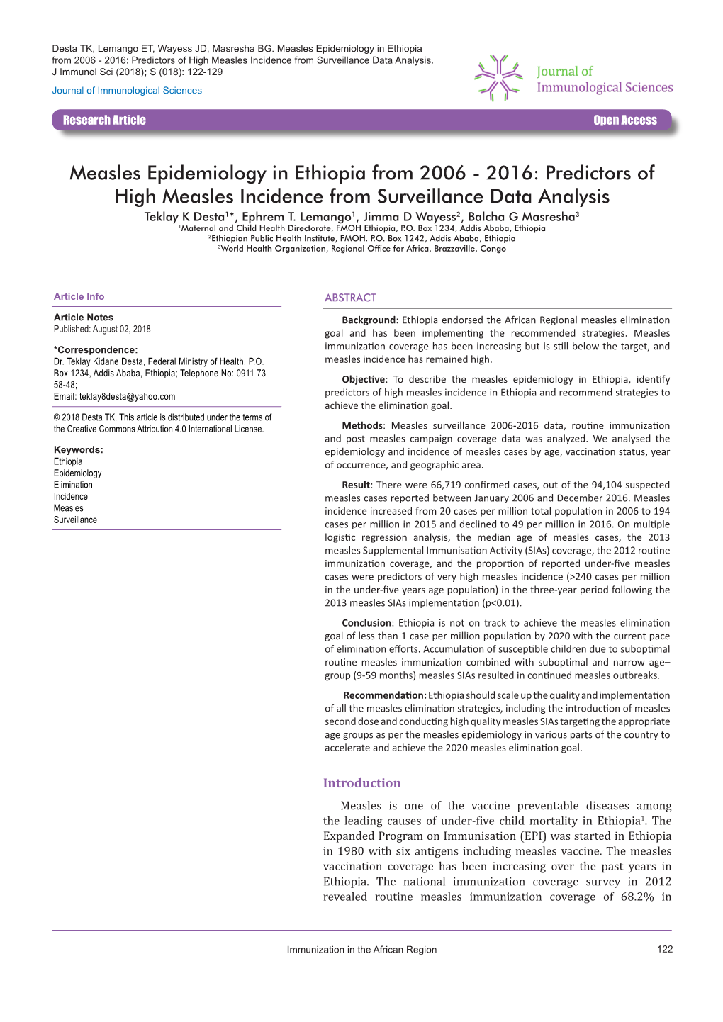 Predictors of High Measles Incidence from Surveillance Data Analysis