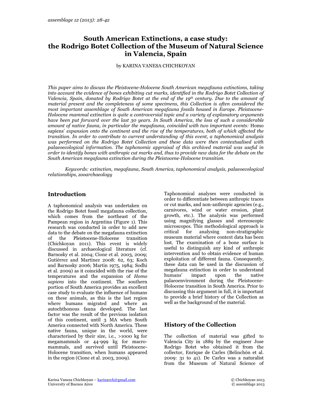 South American Extinctions, a Case Study: the Rodrigo Botet Collection of the Museum of Natural Science in Valencia, Spain