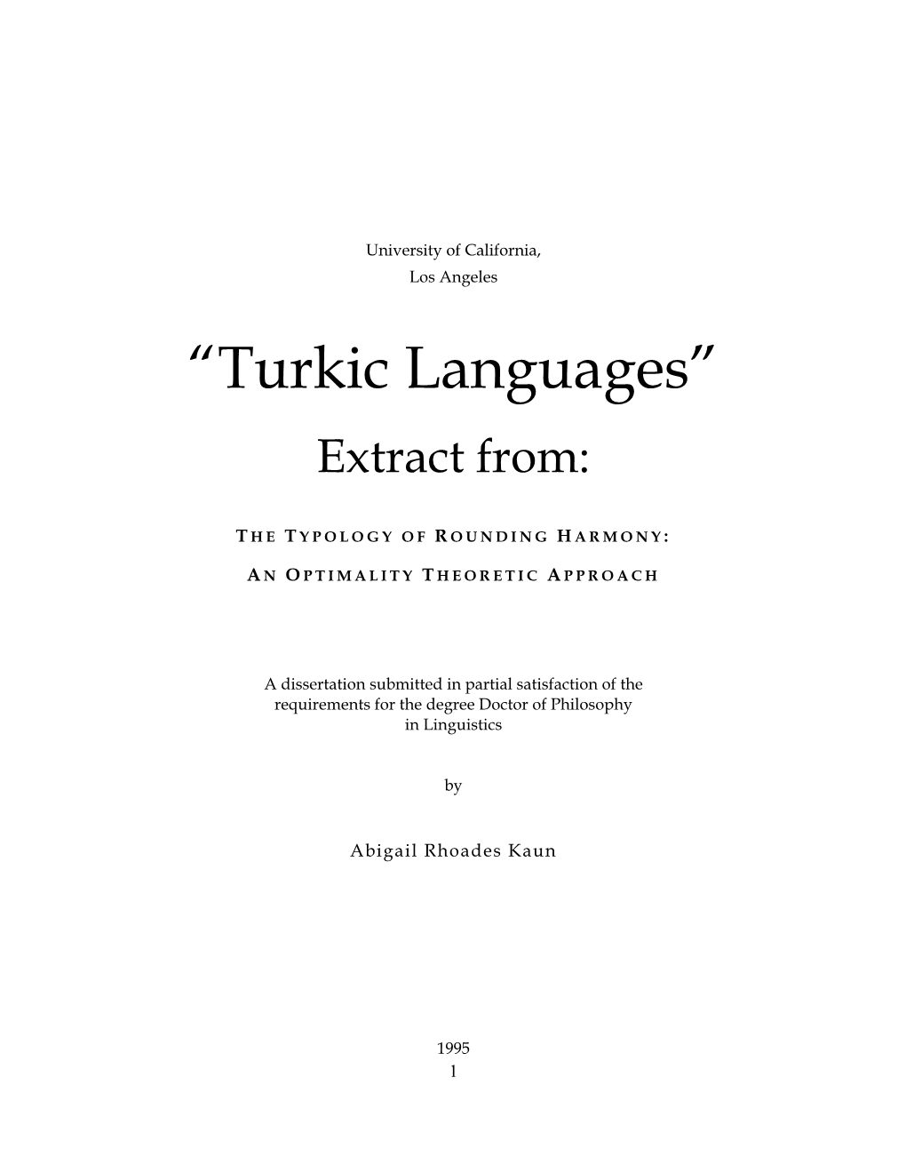 Turkic Languages”