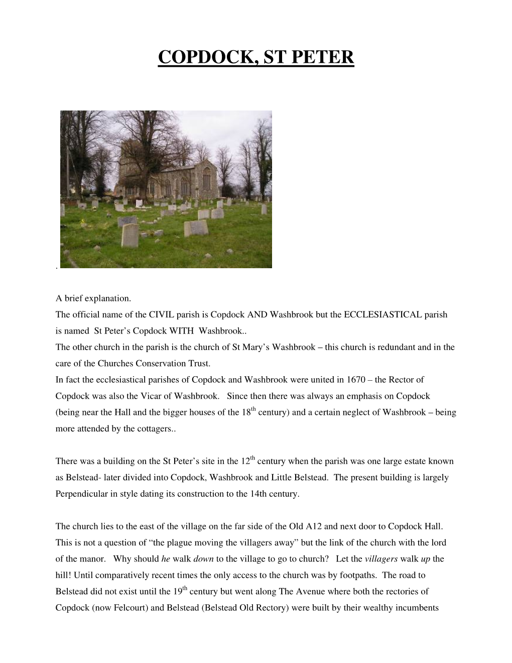 A History of Copdock Church