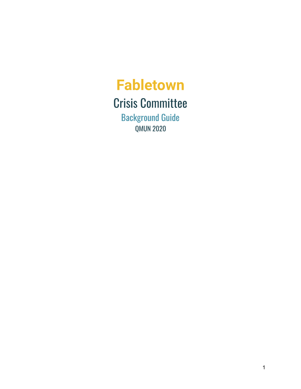 Fabletown Crisis Committee Background Guide QMUN 2020