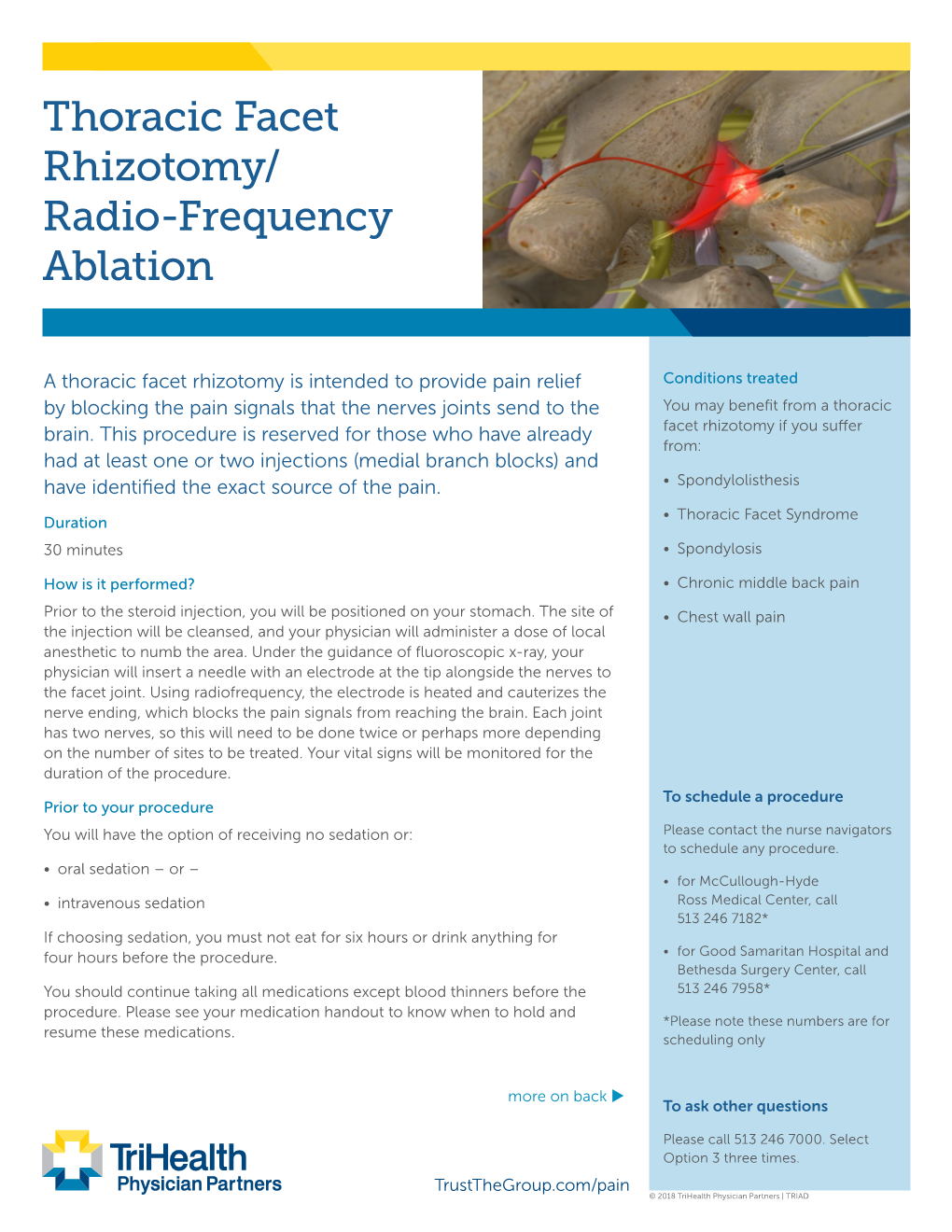 Thoracic Facet Rhizotomy/ Radio-Frequency Ablation
