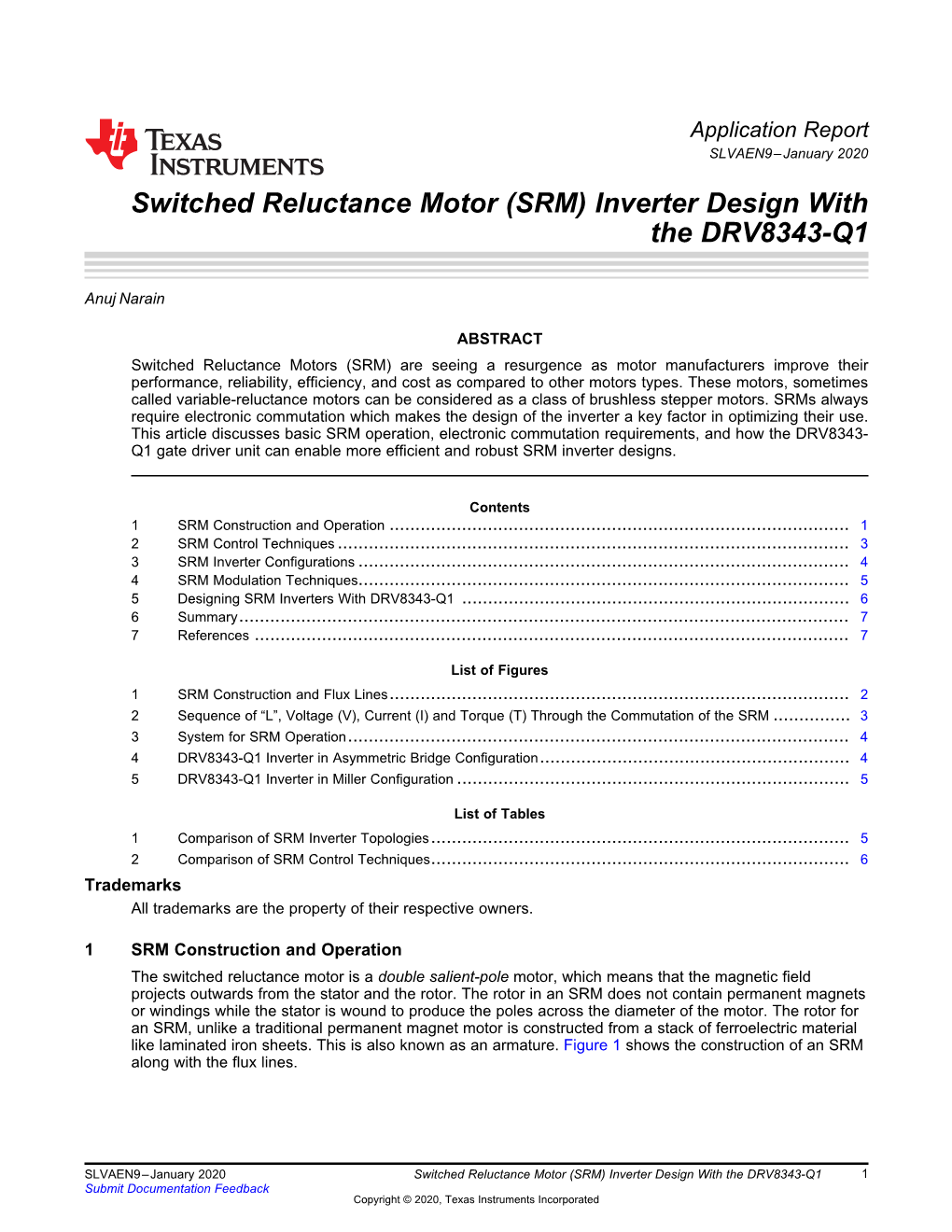 Switched Reluctance Motor (SRM) Inverter Design with the DRV8343-Q1