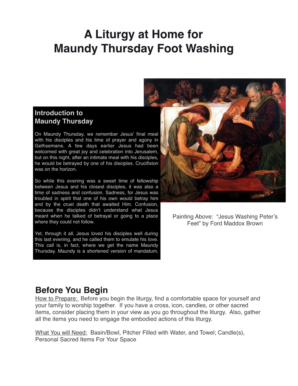 Maundy Thursday Foot Washing
