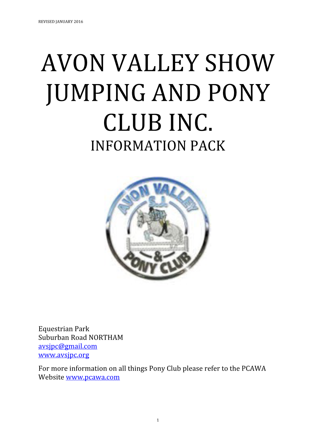 Avon Valley Show Jumping and Pony Club Inc