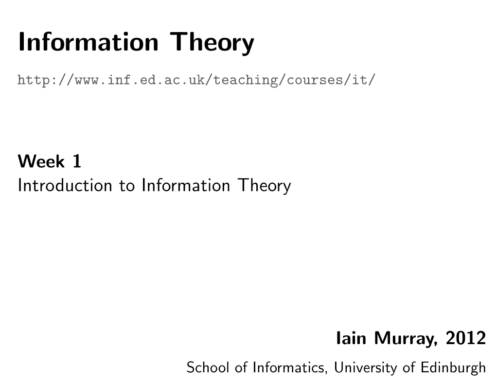 Information Theory